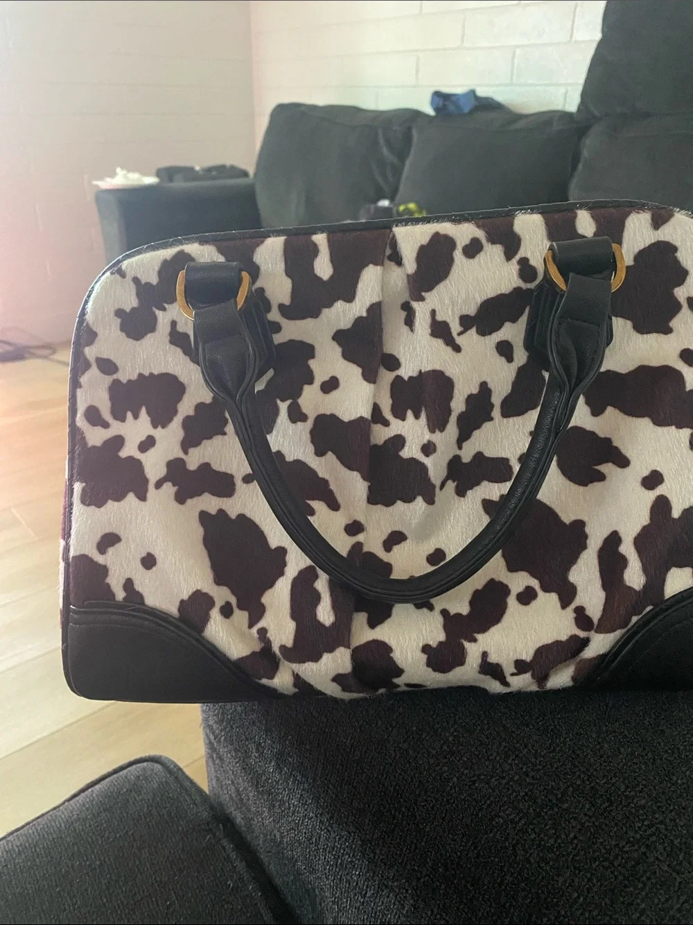 Juicy couture Cow Print Satchel with Pink Bow Charm